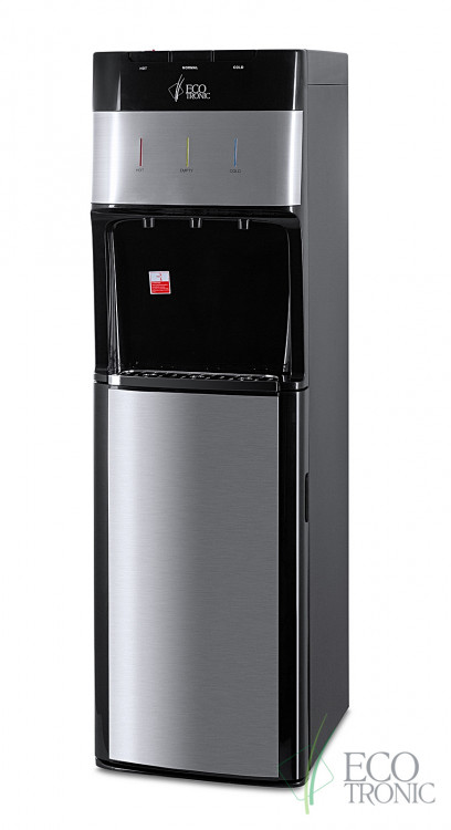 Кулер Ecotronic M30-LXE Black+SS – стильный напольный с нижней загрузкой и 3 кранами подачи воды