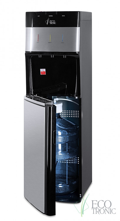 Кулер Ecotronic M30-LXE Black+SS – стильный напольный с нижней загрузкой и 3 кранами подачи воды