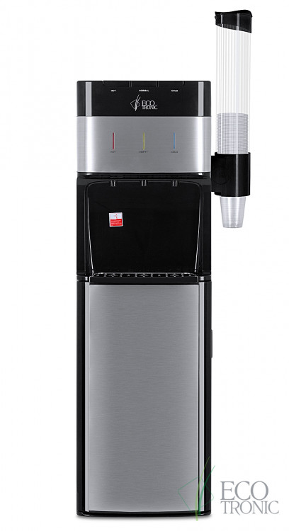 Кулер Ecotronic M30-LXE Black+SS – стильный напольный с нижней загрузкой и 3 кранами подачи воды