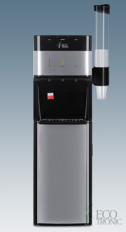 Кулер Ecotronic M30-LXE Black+SS – стильный напольный с нижней загрузкой и 3 кранами подачи воды