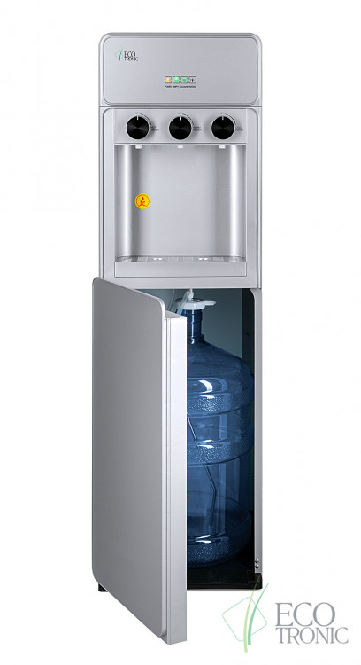 Кулер Ecotronic K42-LXE Full Silver – стильный напольный кулер с электронным охлаждением и нагревом