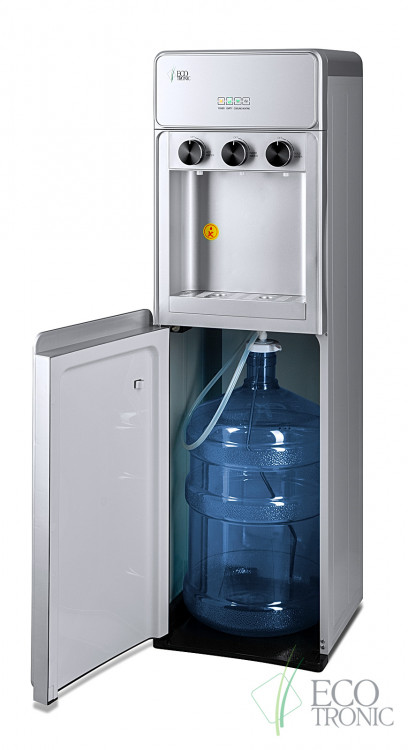 Кулер Ecotronic K42-LXE Full Silver – стильный напольный кулер с электронным охлаждением и нагревом
