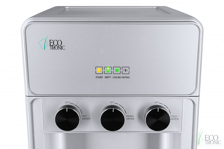 Кулер Ecotronic K42-LXE Full Silver – стильный напольный кулер с электронным охлаждением и нагревом