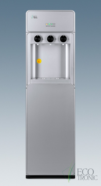 Кулер Ecotronic K42-LXE Full Silver – стильный напольный кулер с электронным охлаждением и нагревом