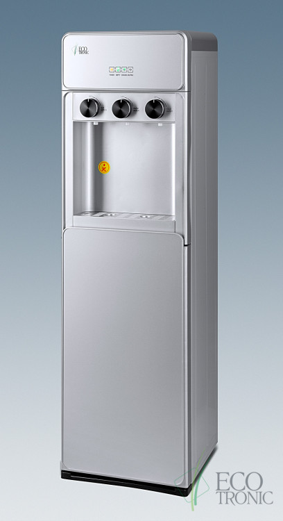 Кулер Ecotronic K42-LXE Full Silver – стильный напольный кулер с электронным охлаждением и нагревом