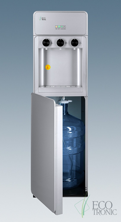Кулер Ecotronic K42-LXE Full Silver – стильный напольный кулер с электронным охлаждением и нагревом