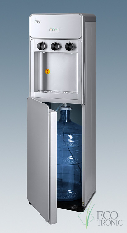Кулер Ecotronic K42-LXE Full Silver – стильный напольный кулер с электронным охлаждением и нагревом