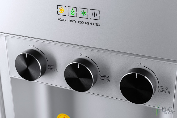 Кулер Ecotronic K42-LXE Full Silver – стильный напольный кулер с электронным охлаждением и нагревом