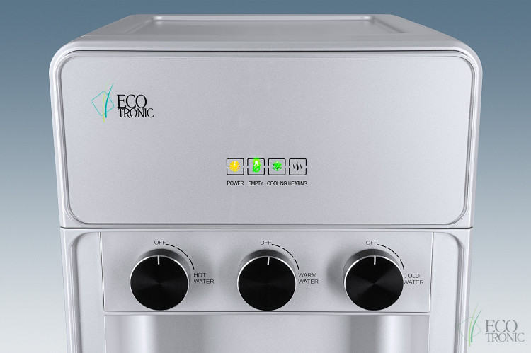 Кулер Ecotronic K42-LXE Full Silver – стильный напольный кулер с электронным охлаждением и нагревом