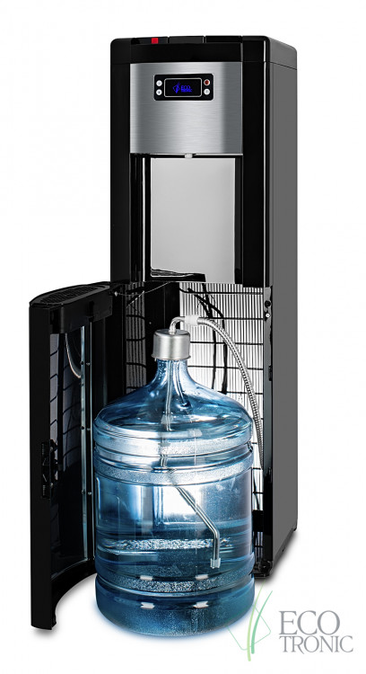 Кулер Ecotronic P9-LX Black+SS – стильный напольный кулер с нижней загрузкой и компрессорным охлаждением
