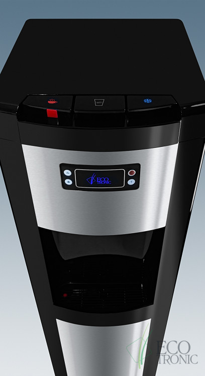 Кулер Ecotronic P9-LX Black+SS – стильный напольный кулер с нижней загрузкой и компрессорным охлаждением
